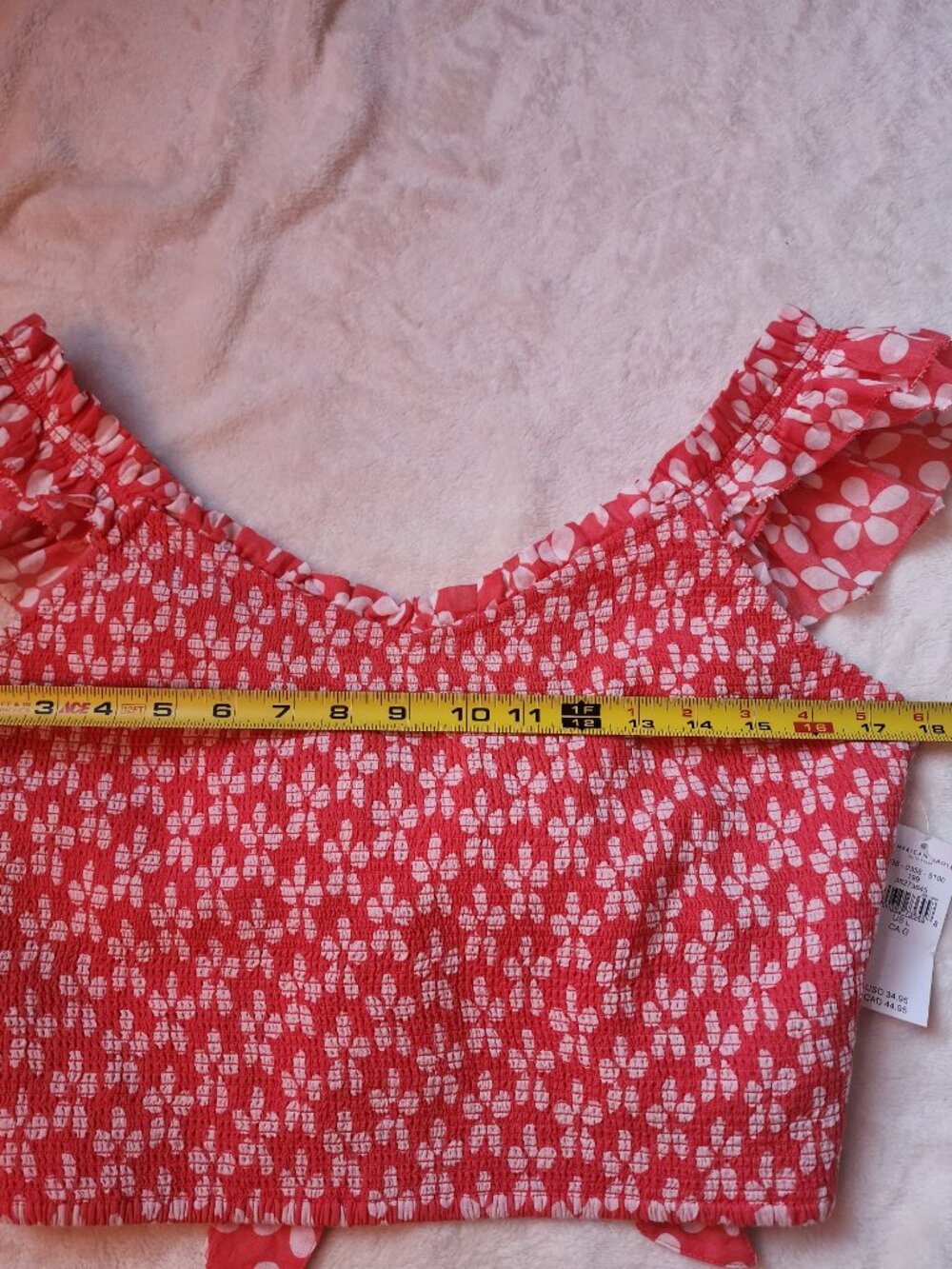 American Eagle red and white crop top with flutter straps - Picture 4 of 7